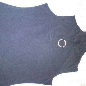 Black Sleeveless Blouse with Silver Embellishment